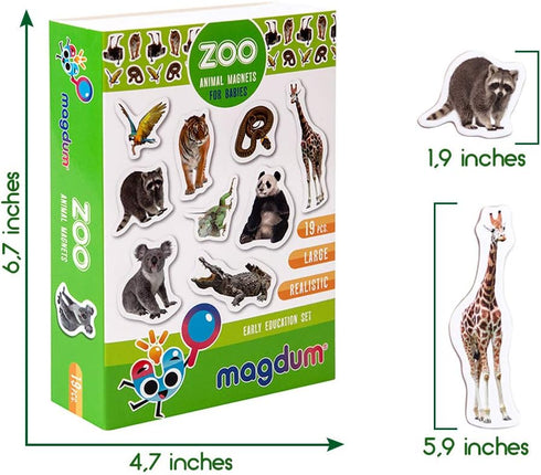 19 Fridge Magnets for Toddlers, Zoo Photo Kids Magnets for Refrigerator, Animal Magnets
