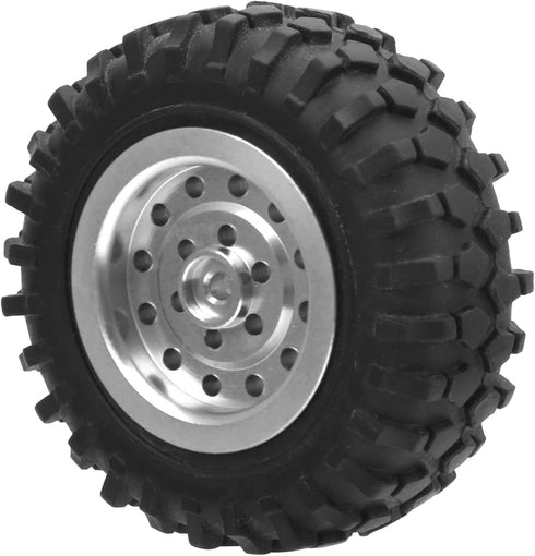 55mm/2.2in 1/10 Scale Rubber Tires & Wheel Rims AntiSkid Fit for D12 Model Parts (Silver S) by Drfeify