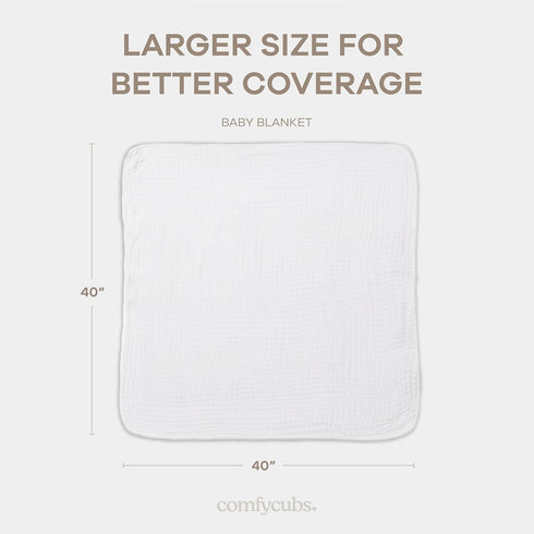 Set Comfy Cubs Grey/White Muslin Crib Sheet & Baby Blanket