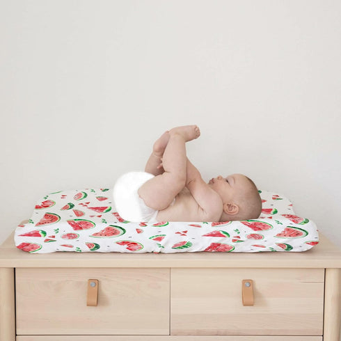Watercolor Watermelon Changing Pad Covers, Soft Breathable Stretch Fitted Baby Changing Table Pad Mats for Boy Girl,