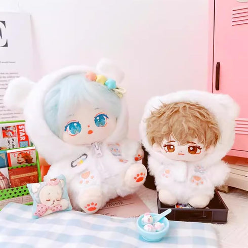 niannyyhouse Plush Doll Clothes - Hoodie Pants Milk Bear Outfit Accessories for 10cm~15cm Dolls