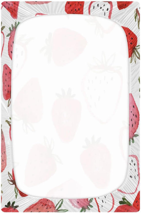 Fitted Crib Sheet Watercolor Strawberries Baby Sheets for Standard Crib Toddler Mattress Cover, Soft Microfiber Breathable Mattress Cover,27" x 39" x 5" by ATTX