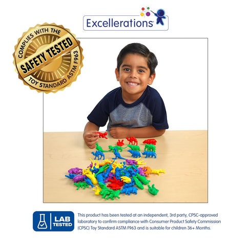 Set 120 Counters 1.5 inches -2 inches, Excellerations Math Manipulatives of Jungle Animal STEM Educational Toy