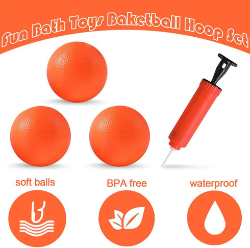 Bath Toy Fun Basketball Hoop & Balls Set for Boys and Girls Kid & Toddler Bath Toys Gift Set 3 Balls Included