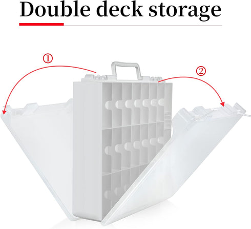 FULLCASE Toys Organizer Storage for Hot Wheels Cars, Double-Sided Carrying Box with 48 Compartments, White