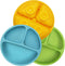 PandaEar Divided Unbreakable Silicone Baby and Toddler Plates - 3 Pack, Non-Slip, Dishwasher and Microwave Safe