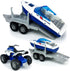 2 1 Playset, 3 4 5 6 7 Large ATV Toy with Trailer Speedboat Tow Truck Flatbed Transport Police Motorcycle Toy Vehicle