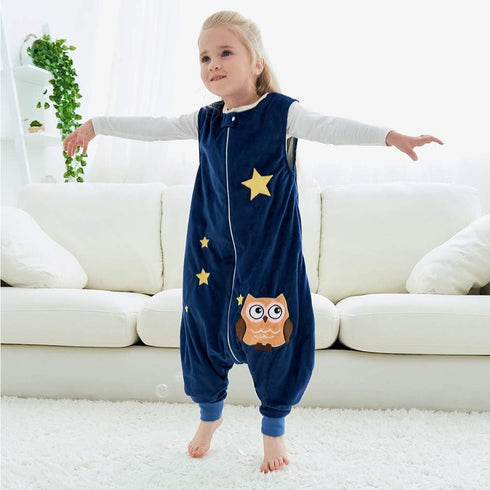 MICHLEY Toddler Sleeping Sack with Feet, Newborn Infant Sleeveless Sleeping Bag, Dark Blue Owl for 3-5T