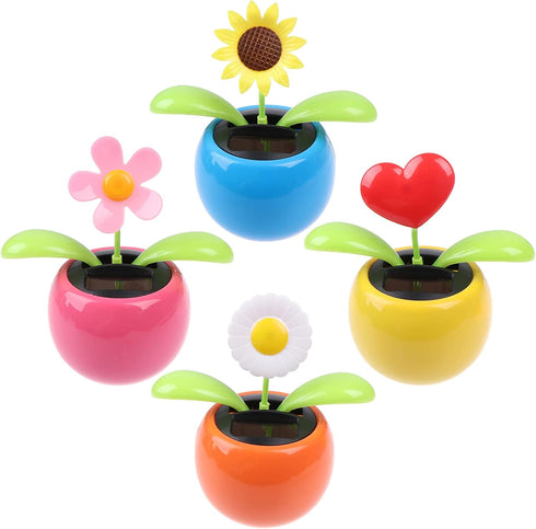 4 Solar Dancing Butterfly Toy Solar Powered Dancing Sun Flower in Colorful Pots, Animated Bobblehead Dancer Window Decor