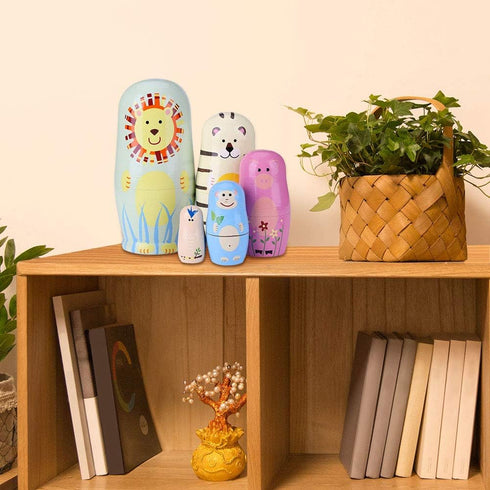 Koogel 6 Set Unpainted Nesting Dolls, Blank Wooden Matryoshka for Kids, DIY Birthday Gift for Parent Child Activities