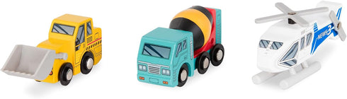 6 Set 3+ Set 1 Battat Wood Cars for Kids Pieces Toy Vehicle Mini Rescue & Construction Vehicles Toddler Truck Toys