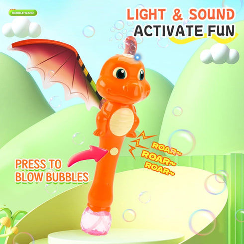 3-16 Bubble Wand Dinosaur Toys Bunny Bubble Maker Machine for Boys,Blingbrione Auto Dino Bubble Blower Green Orange