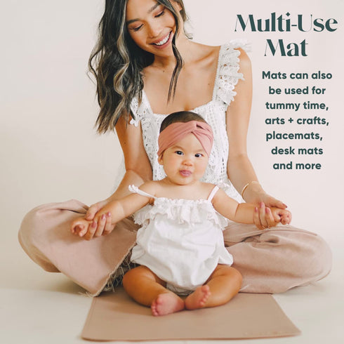 Vegan Leather Baby Changing Mat (16 X 30 in), Multipurpose Wipeable Portable Diaper Mat, Foldable for Travel (Tan)