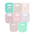Maiwa Cotton Waterproof Baby Girls' Bibs with Buttons - 8 Pack for Teething, Drooling, and Eating