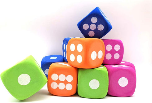 Jumbo EVA Dices, Giant Dot Foam Dices for Kids Building Blocks, Educational Party Supplies, 12PCS in 4 Colors