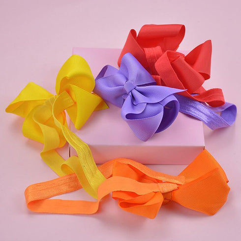 WillingTee Baby Girls 4.5 Inch Grosgrain Ribbon Boutique Hair Bows Headband, 30 Colors