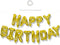 TONIFUL 3D Gold Happy Birthday Banner with Ribbon Straw, 16 Inch Mylar Foil Letters for Kids & Adults Birthday Supplies