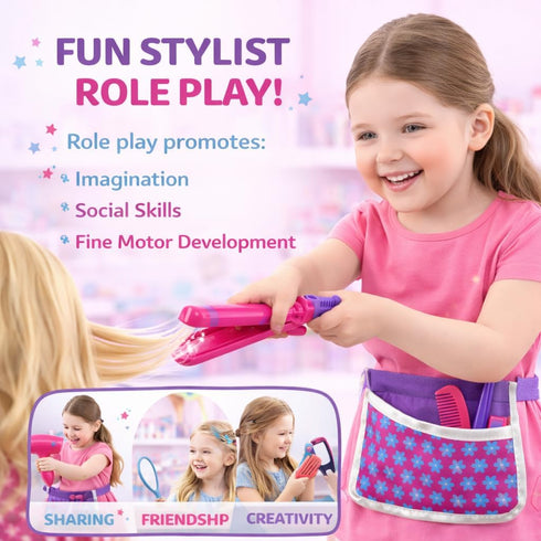 Set Set Beauty Hair Stylist - Boutique Beauty Salon Fashion Pretend Play for Girls with Toy Blow Dryer, Curler