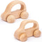 Wooden Baby Cars Toys - 2 PCS Wooden Cars for Toddlers 1-3, Montessori Toys for Babies 0-12 Months, Neutral Nursery