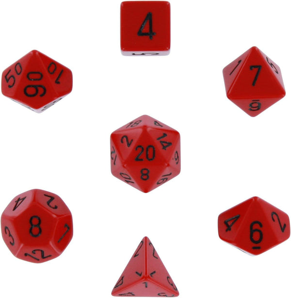 Chessex Polyhedral 7-Die Opaque Dice Set - Red with Black
