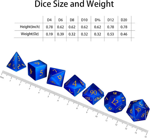 LUCKY-M Cat Eye DND Dice Sets, Blue Gemstone Dice for Dungeons and Dragons, RPG Dice Gift for Men (CE-Blue)