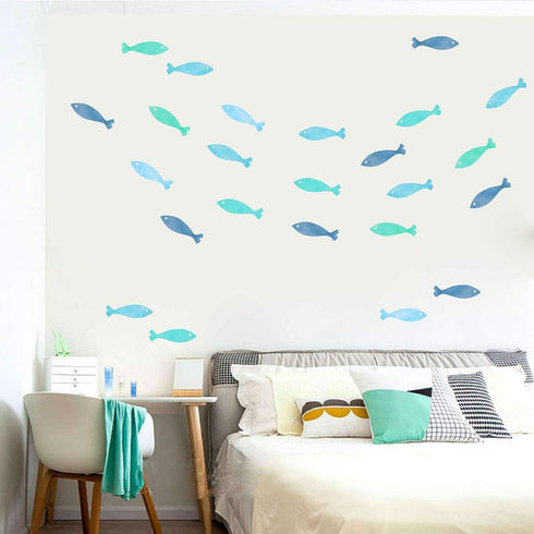Fish Wall Decals, Ocean & Kids Peel & Stick Removable Wall Stickers for Nursery Room Decor