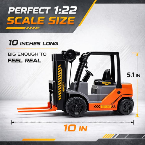 1:22 Liberty Imports Toy Forklift Truck with Pallet & Cargo - Scale Friction Powered Wheels & Manual Lifting Control