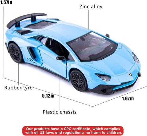 1/36 Scale Aventador LP700-4 Casting Car Model, Zinc Alloy Toy for Kids, Pull Back Vehicle Gift