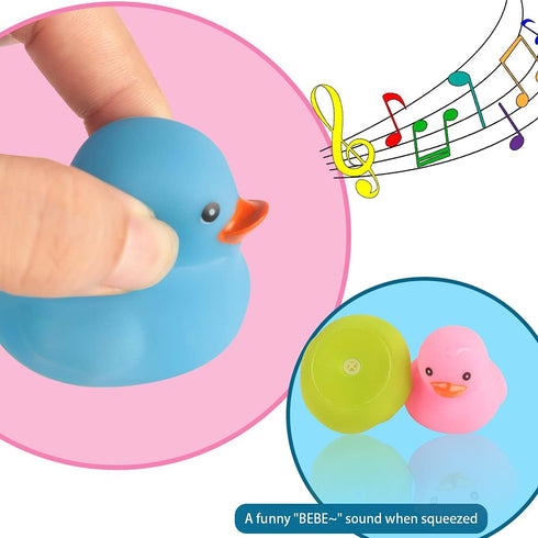 Bath Duck Toys 4Pcs Family Rubber Ducky Float & Squeak for Baby Toddlers Preschool Bathtub Shower Toy (Colorful)