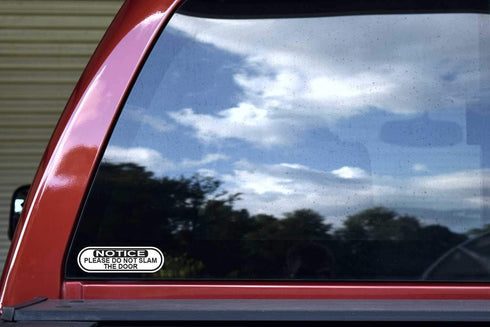 StickerTalk Oblong Do Not Slam Door Vinyl Stickers, 1 Sheet of 2 Stickers, 5 inches by 1.5 inches Each