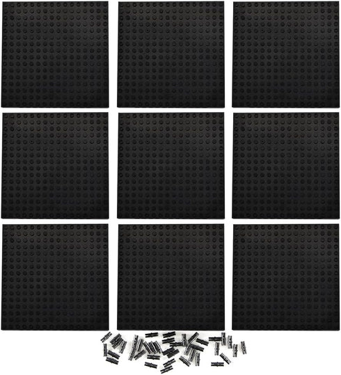 Feleph 9pcs Black Plate 16x16 with Holes and Pin - Compatible Classic Blocks for Pixel Art Painting, 65803 3673
