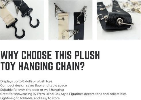 Juglok 15-17cm 8 (1-Pack Plush Toy Display Strap for Blind Box Style Dolls, Stuffed Animal Hanging Chain with Clips