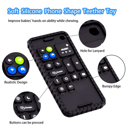 Baby Phone Teething Toys for Babies 0-3, 0-6, 6-12 Months | Soft Silicone Baby Cell Phone Teethers Toys