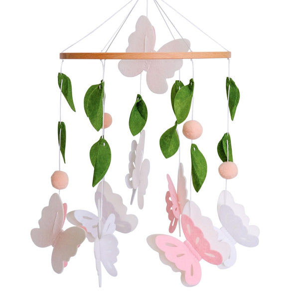 Butterfly Mobile for Crib Girl, Pink and White Butterly Baby Crib Mobile,