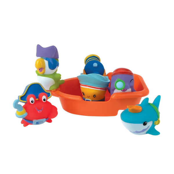 Nuby Pirate Pals Bath Toy Set, Interactive Bath Time Toys for 18+ Months