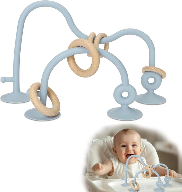 Socub High Chair Suction Cup Toy for Babies 6-18 Months, Montessori Educational Interactive Table Toys (Blue)