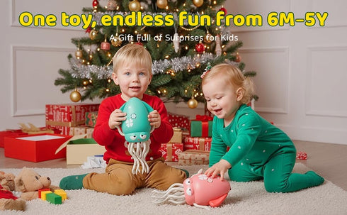 Tummy 3 4 5 6 7 8 9 10 SANJOIN Dancing Octopus Baby Toy,Easter Basket Stuffers Gitfs Rechargeable Time Toys Wiggling