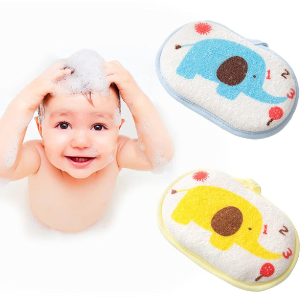 Baby Bath Sponge, 2 Pack Cartoon Animal Style Ultra Soft & Absorbent Sponge for Infants Bathing, Safe for Sensitive Skin