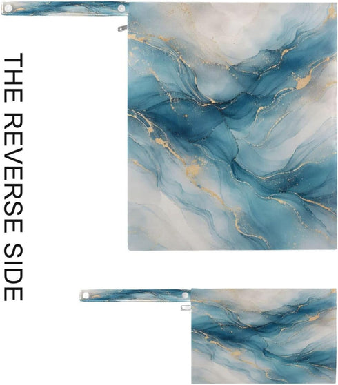 Haskirky 2 Watercolor Marble Blue Pcs Cloth Diaper Wet Dry Bags,Waterproof and Washable Bag for Travel Reusable Wet Bag