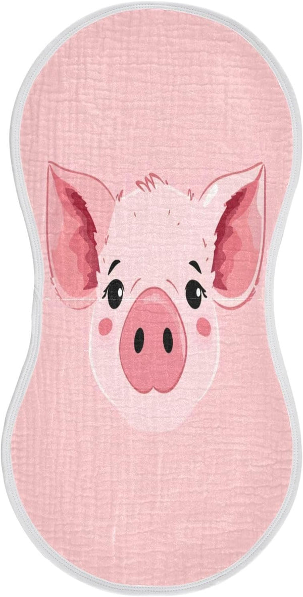 Bulletgxll Cute Pig Face Unisex Baby Burp Cloths Set of 4, Soft Absorbent