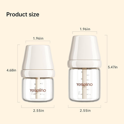 3 oz 5 oz 0-6 2 Pack 4pcs Natural Nursing Glass Baby Bottle - with Anti-Colic Vent System - BPA-Free, and with Slow