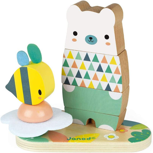 Janod Pure 2-in-1 Wood Stackable Bear for 12+ Months - J05156