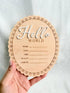 Kemmintvn Hello World Baby Wooden Ornament, Newborn Birth Announcement Plaque, Baby Milestone Keepsake, Nursery Decor