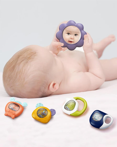 dearlomum Baby Play Mat Baby Gym, Funny Play Piano Tummy Time Activity Mat with 5 Sensory Toys, Music & Lights, New Blue
