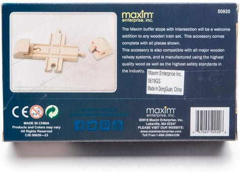 2 maxim enterprise, inc. Wood Intersection Track with Buffer Stops, Wooden Track Accessories for Toy Train, Red