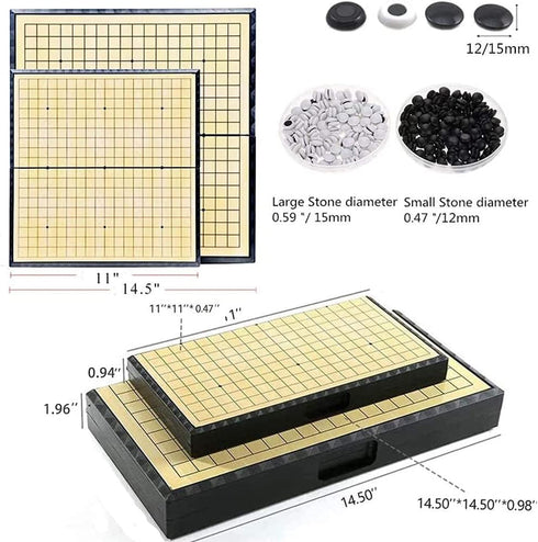 11 Inch Go Game Set - Magnetic Travel Board Game with Plastic Pieces for Classic Strategy Fun