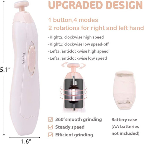 Baby Nail Trimmer Electric Nail File, 20 in 1 Safe Nail Filer Grinder Kit for Newborns and Kids