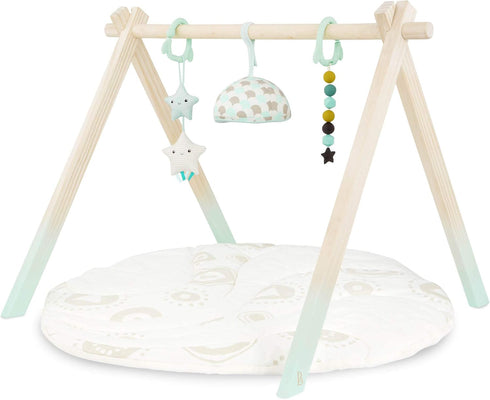 B. toys Wooden Baby Play Gym Activity Mat Starry Sky 3 Hanging