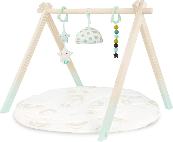 B. toys Wooden Baby Play Gym Activity Mat Starry Sky 3 Hanging