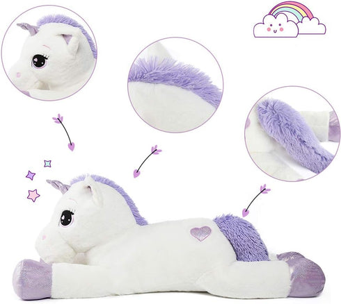Tezituor 43'' Big Unicorn Plush Toy, Giant Stuffed Animals for Girls, White Unicorn Gifts
